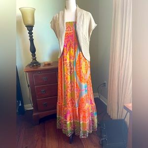 Peter Nygard gorgeous dress with gold cropped sweater.